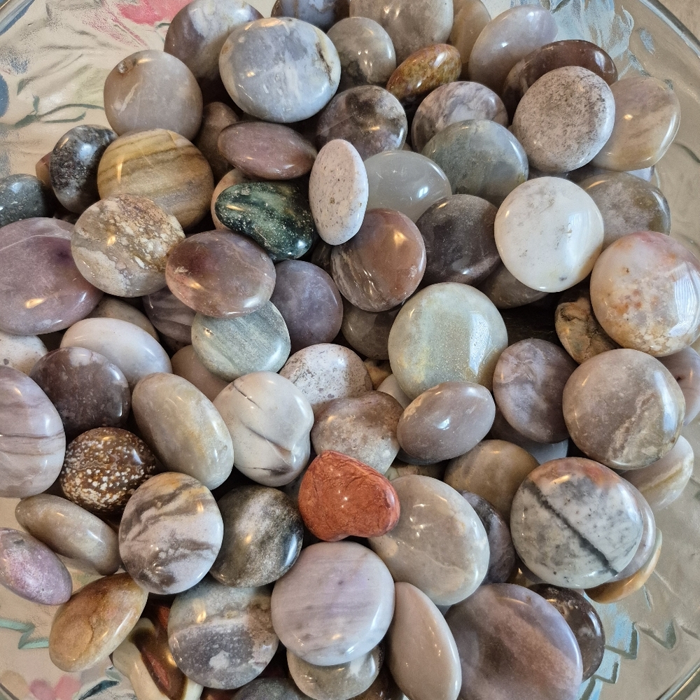 Set Of 10 Natural Quartz Jasper Polished Hearts New - Picture 2 of 9